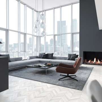 Single-Sided Barrier Glass Plaza Fireplaces