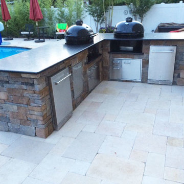 Brown Antique Granite Outdoor Kitchen