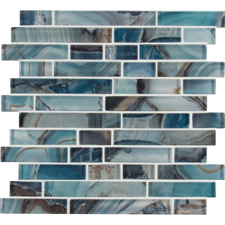 Night Sky Interlocking Pattern Glass Mosaic, 10 Sheets