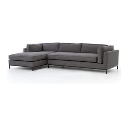 Grammercy Upholstered Modern 2 Piece Sectional Sofa - Charcoal - Sectional Sofas