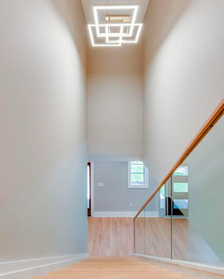 Contemporary Oak Staircase with Frame-less Glass Balustrade, Arlington, VA 22201