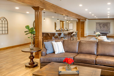 Example of an arts and crafts basement design in Columbus