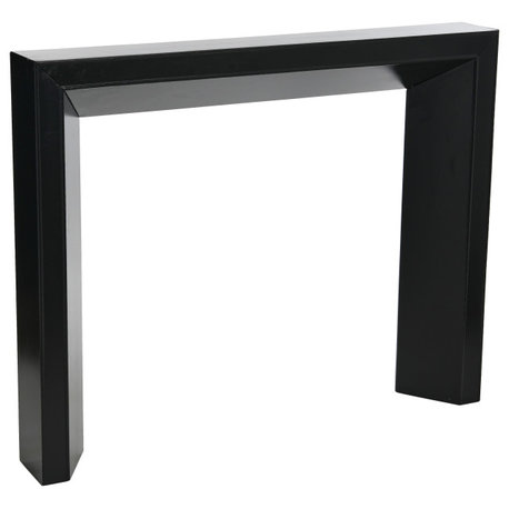 Modern Decorative Fireplace Mantel, Distressed Cream, Black