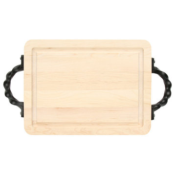 BigWood Boards Cutting Board, Twisted Square End Handles, Maple, 9"x12"x0.75"