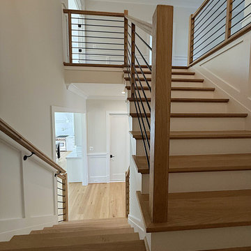 Project #140 | White Oak Staircase with Horizontal Bar Rail
