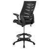 High Back Black Mesh Spine-Back Ergonomic Drafting Chair with Adjustable...