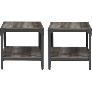 Angle Iron Rustic End Tables Set Of 2, Rustic Gray Coffee Table And End Tables