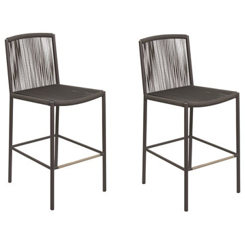 Stockholm Bar Side Chair, Set of 2, Dark Gray Frame, Dark Pebble Weave