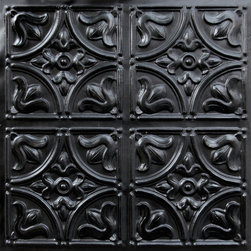 148 Faux Tin Ceiling Tile Glue up 24x24 - Black - Ceiling Tile
