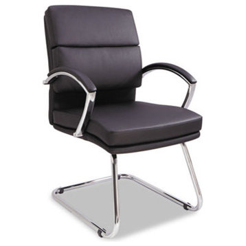 Alera Neratoli Series Slim Profile Guest Chair, Black Soft Leather, Chrome Frame