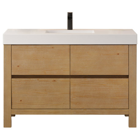 Cascadia Bathroom Vanity, Weathered Fir, 48", No Mirror