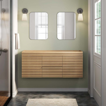 Render 48" Wall-Mount Bathroom Vanity Cabinet, Oak