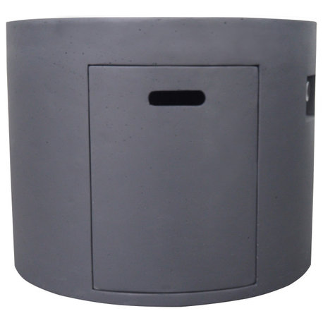 GDF Studio Leo Outdoor 31" Round Light Weight Concrete Gas Burning Fire Pit, Dark Gray