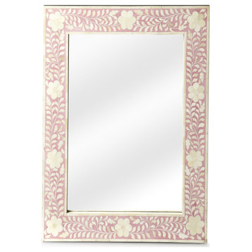 Vivienne Pink Bone Inlay Wall Mirror, 3221070