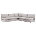 Meridian Furniture - Mackenzie Linen Textured Fabric 5-Piece Modular L-Shaped Sectional, Beige - Mix and match the pieces from the Mackenzie series to create a beautiful seating group that's perfect for the whole gang. These exceptionally crafted sofas, sectionals, and other components are meant to be put together into an infinite number of configurations based on your particular needs and space requirements. Each is upholstered from top to bottom in soft durable linen textured in your choice of colors. Attach the pieces of your choice easily thanks to the included attachment latches.