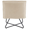 Modern Accent Chair, Crossed Black Metal Base and Soft Boucle Fabric Seat, Beige