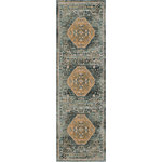 Karastan - Karastan Suir Blue Teal Area Rug, 2'4"x7'10" - Unlike anything Karastan Rugs has designed before, the Suir area rug offers the sophisticated splendor of old world style merged with modern methods, like horizontal striations, color erosion and distressed details. Featuring a central medallion surrounded by ornate artistry cast in a camel hue and layered over a teal base, the Suir is the embodiment of eye catching design. A debut of the Touchstone Collection, the Suir is luxuriously finished with the worry free comfort of Karastan Rugs' exclusive SmartStrand yarn. The strength of SmartStrand, which features a built-in lifetime stain resistance, meets the sumptuous softness of silk in this premium quality rug.