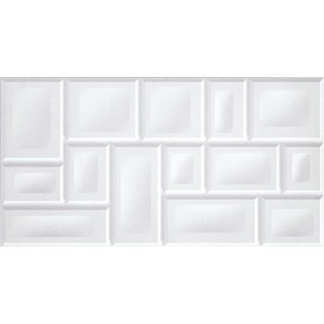 13"x24" Quiro Relieve Mosaic Porcelain Tiles, Set of 6, Blanco