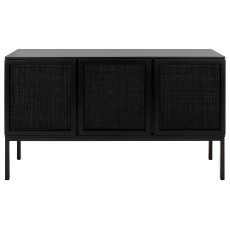 Safavieh Zadie 2 Shelf Rattan Sideboard, Black