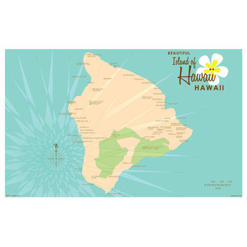 Lakebound Hawaii Turquoise Map Art Print, 12"x18"