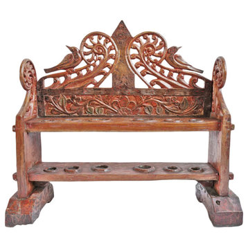 Consigned Antique Balinese Red Shrine Shelf