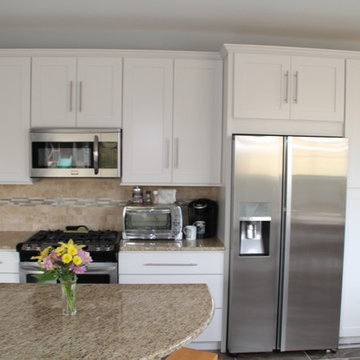 White L-Shape Open Kitchen