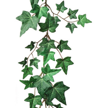 English Ivy Garland Artificial Silk Greenery, 6' Faux Hanging Plant, Green