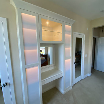 Aliso Viejo Vanity Purse Storage Closet and Vanity with Hidden Locks, White Glas