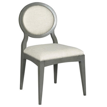 Dining Side Chair Woodbridge Oval Back Sahara Gray Beige Linen Nickel