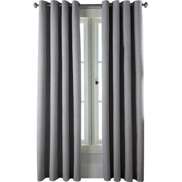 Tavria Basketweave Blackout Grommet Curtains Set of 2, Grey, 52 X 84"