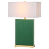 Safavieh Joyce Faux Woven Leather Table Lamps, Set of 2, Dark Green, Gold