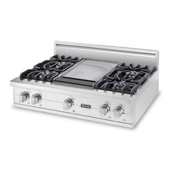 Viking 36" Pro-style Gas Rangetop, Stainless Steel Natural Gas | VGRT5364GSS - Cooktops