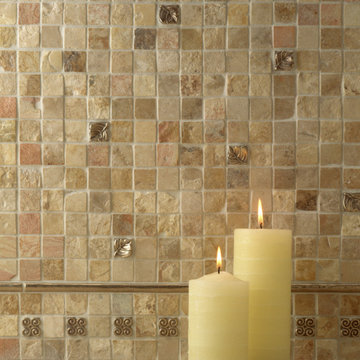 Traditional Bronze Aspen Leaf, Pinwheel, Carved Half-Round with Stone Moasic