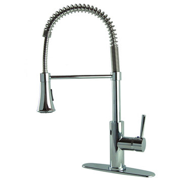 Modern European Residential Spring Pull-Down Kitchen Faucet, Chrome