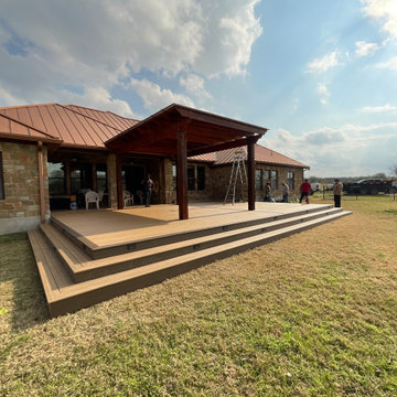 Cedar pergola and composite deck with lighting