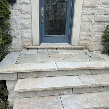 Replacement Of Old Impaired Stone To New Masonry Stone Porch & Step Cladding