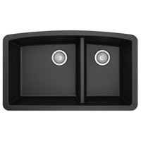 Karran Undermount Quartz 32" 60/40 Double Bowl Kitchen Sink, Black