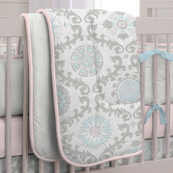 Pink and Gray Rosa Crib Comforter - Products
