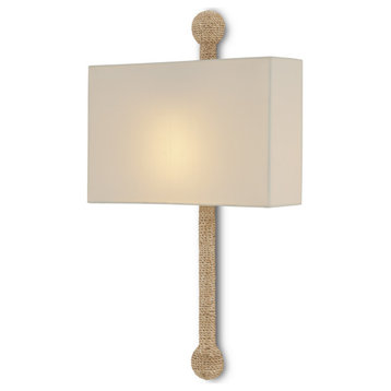 Senegal One Light Wall Sconce, Beige/Natural Rope