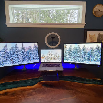 Black Walnut Live Edge Mossy Teal River Desk
