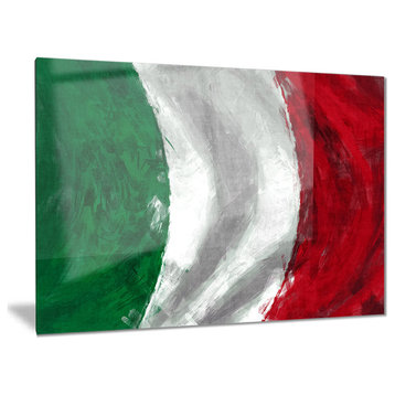 "Italy Flag" Contemporary Glossy Metal Wall Art, 28"x12"