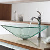 Kraus Clear Aquamarine Glass Vessel Sink w Ventus Faucet