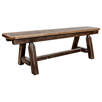 Montana Woodworks Homestead 5ft Solid Pine Wood Plank Style Bench in Brown