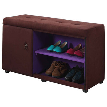 18" Brown Shoe Compartment Bench