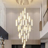 Stainless steel crystal lamp. Luxury led chandelier for staircase, living room, 17 Lights