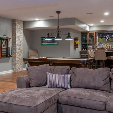 Basement Bar & Entertainment in Thorton Maple Saddle with pool table