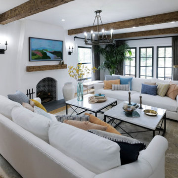 Faux Wood Beams in Living Room