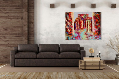 Idée de décoration pour une salle à manger design de taille moyenne avec un mur rouge.