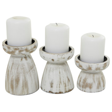 Traditional White Wood Candle Holder 562705
