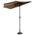 Villacera - Villacera 9' Outdoor Patio Half Umbrella With 5 Ribs Brown - Create a cool and comfortable spot in the smallest of spaces with the Villacera 9  Half Patio Umbrella to provide quality sun protection flush against a wall or side of your home. The easy to use hand-crank opens and closes the 9-foot canopy in seconds to block sunlight so you can relax in the shade during hot summer days. Constructed of durable steel, its 5 steel supporting ribs, powder coated steel pole and heavy-duty polyester fabric, this patio umbrella has the structure for superior to endure heat, wind, and rain! Simply crank the umbrella closed when not in use and use the built-in strap to secure it to the pole.